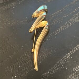 Vintage Gold Tone Squiggle Tornado Lightning Brooch 3.5" Large